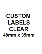 Custom Labels Clear w Black Text  x 20 (48mm x 35mm)