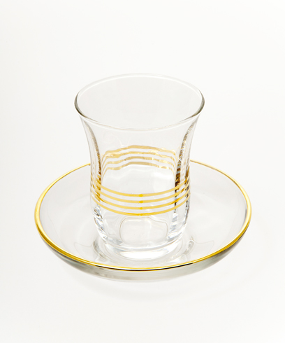 Glass Cup & Saucer for Turkish Tea